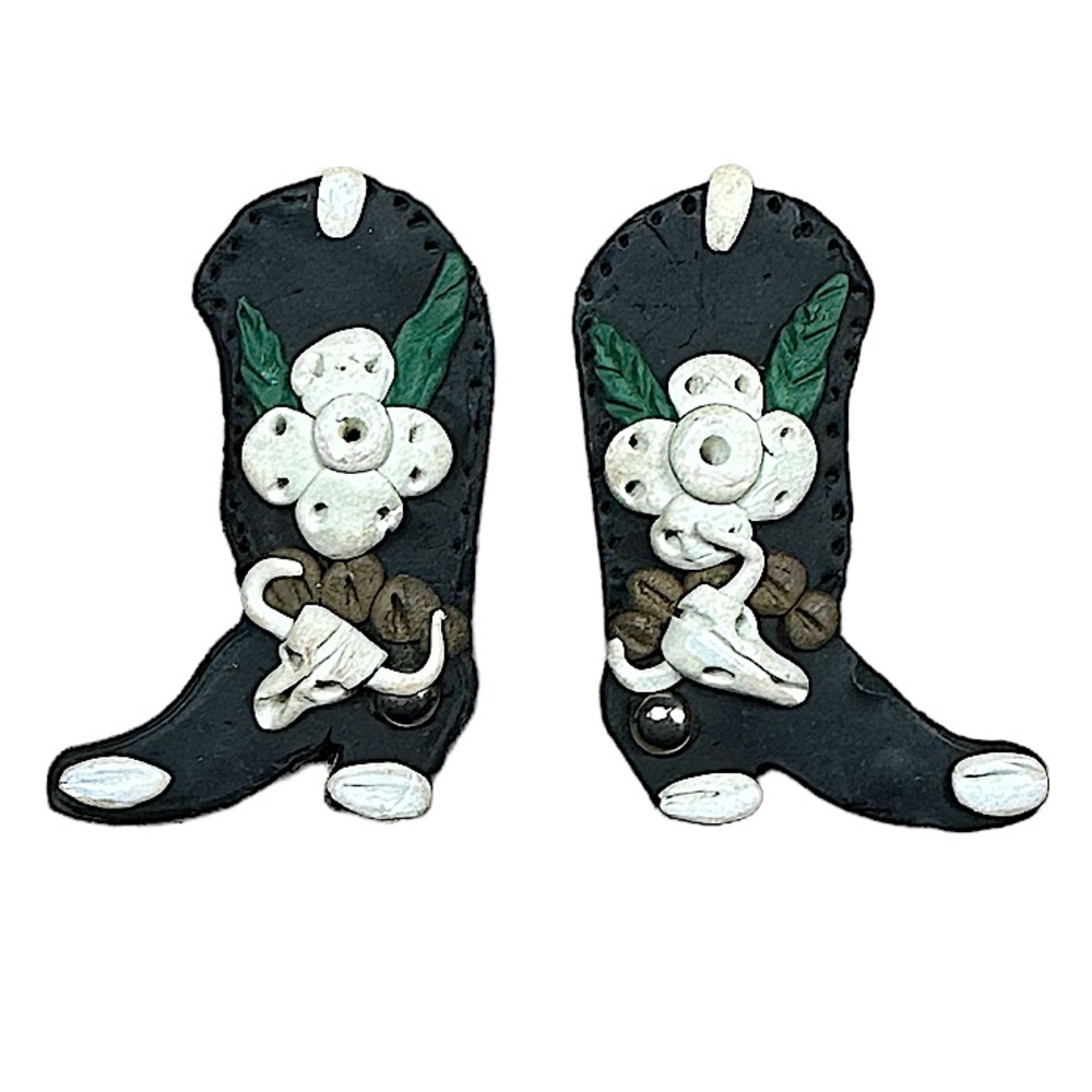 Vintage Clay Molded Cowboy Boot Earrings